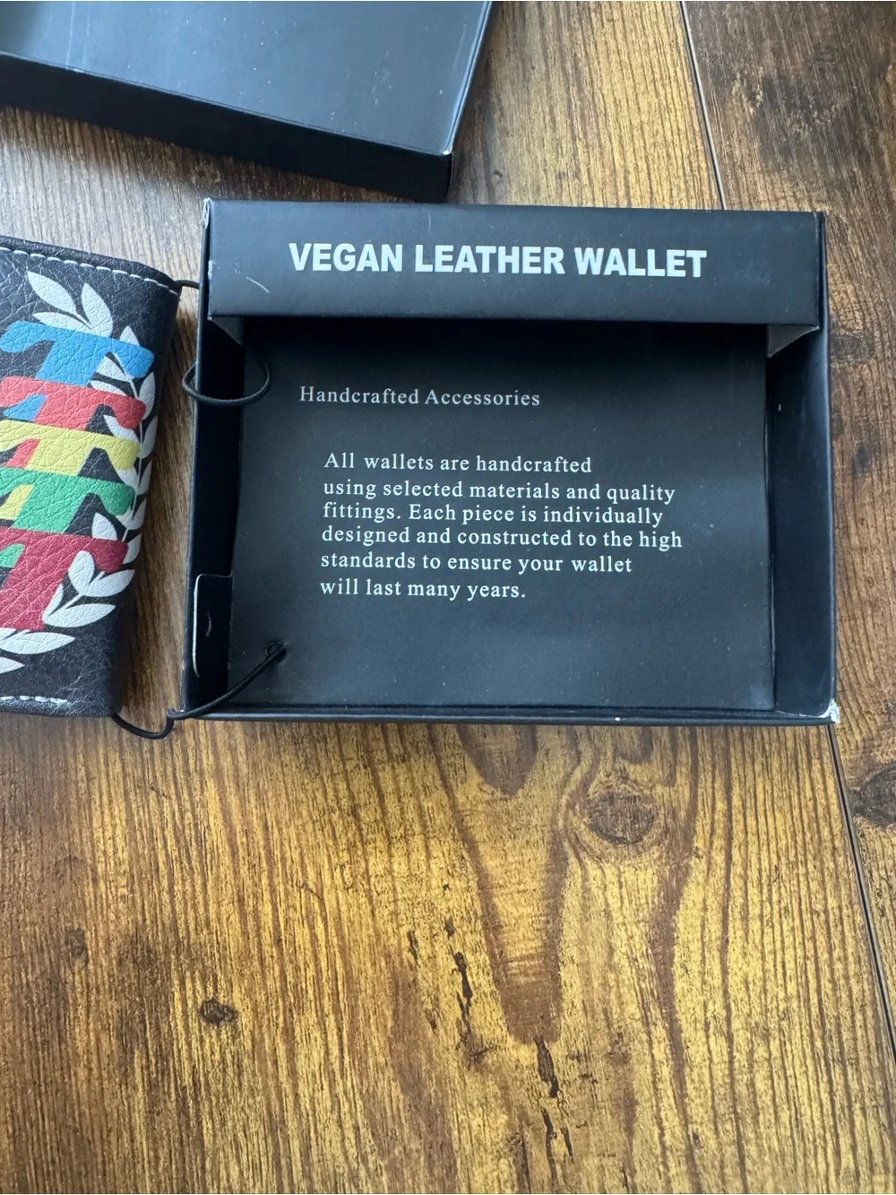 GOAT Vegan Leather Bifold Wallet Multicolor Graphic Double Sided NIB